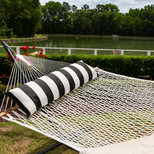 Long Sunbrella Hammock Pillow - Cabana Black