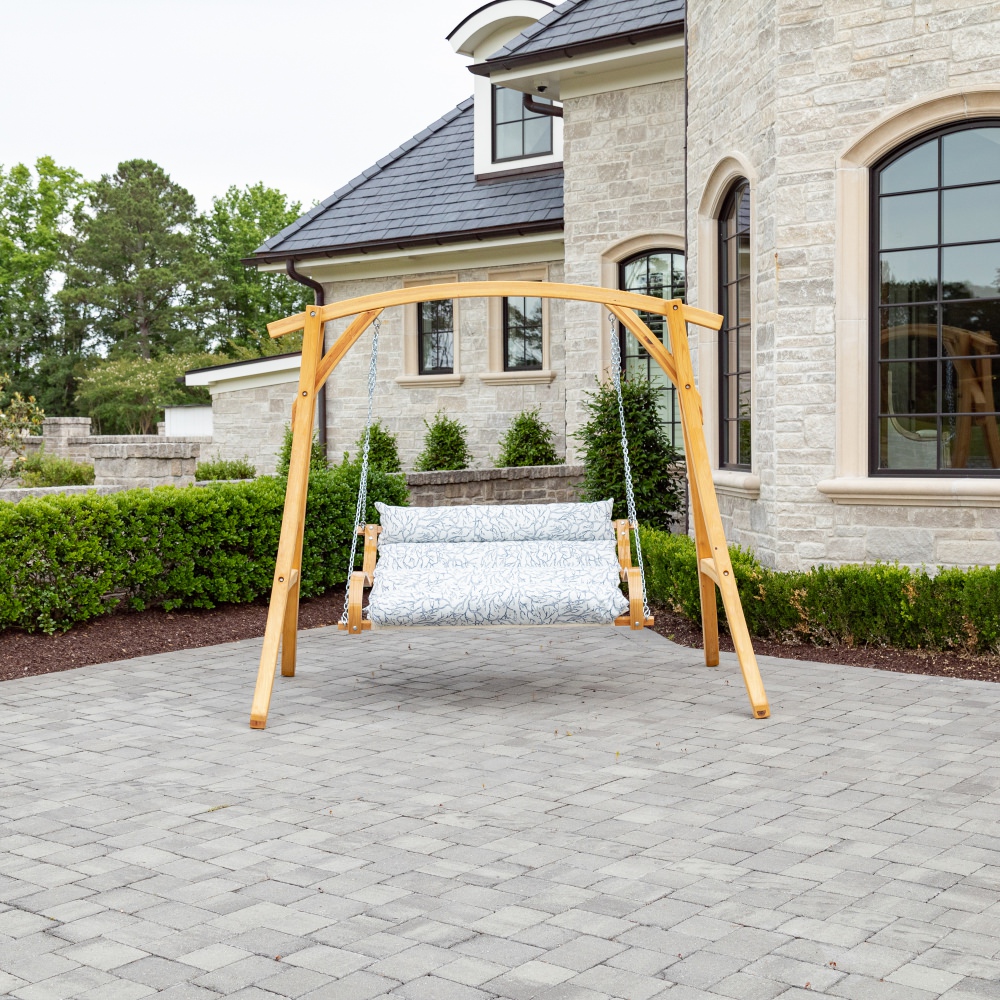 Curved Oak Double Deluxe Bella Dura Cushion Swing - Atoll Royalty