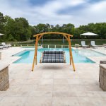 Curved Oak Double Deluxe Sunbrella Cushion Swing - Trusted Coast