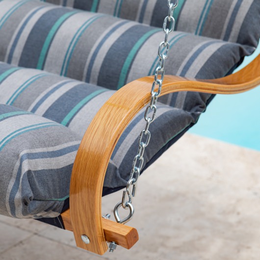Curved Oak Double Deluxe Sunbrella Cushion Swing - Trusted Coast