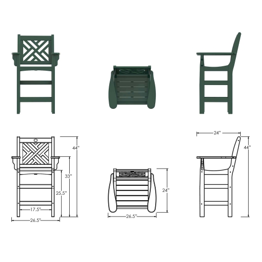 DURAWOOD® Poly Chippendale Counter Height Chair with Arms