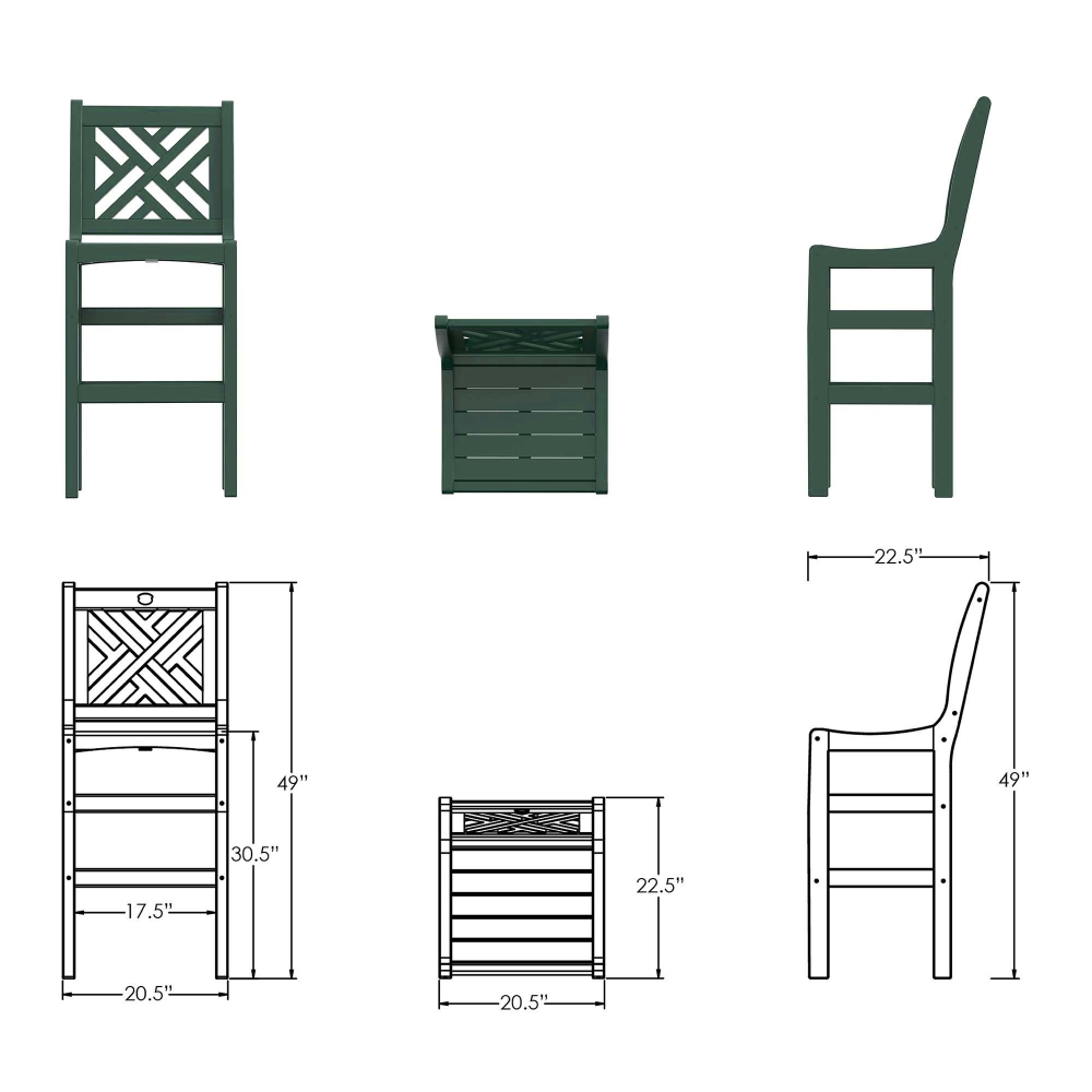 DURAWOOD® Poly Chippendale Bar Height Chair