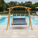 Curved Oak Double Deluxe Sunbrella Cushion Swing - Equal Ink