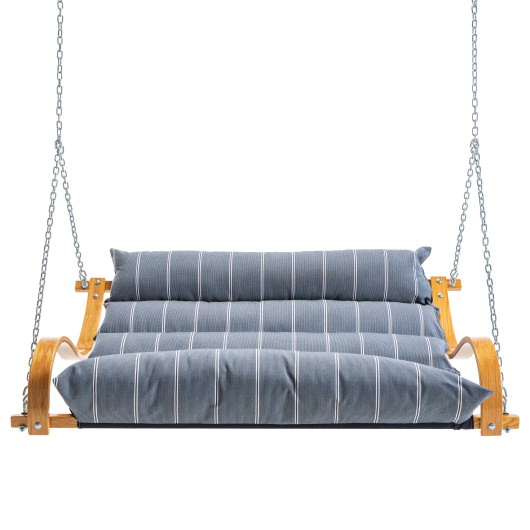 Curved Oak Double Deluxe Sunbrella Cushion Swing - Equal Ink