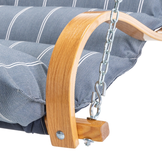 Curved Oak Double Deluxe Sunbrella Cushion Swing - Equal Ink