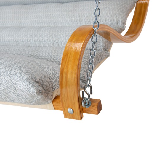 Curved Oak Double Deluxe Bella Dura Cushion Swing - Festoon Mist