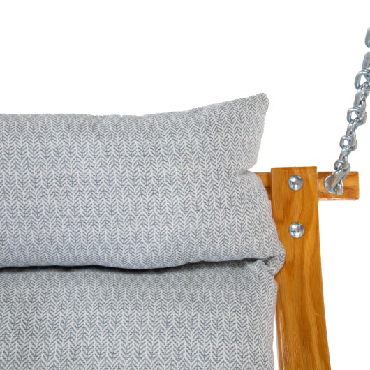 Curved Oak Double Deluxe Bella Dura Cushion Swing - Festoon Mist