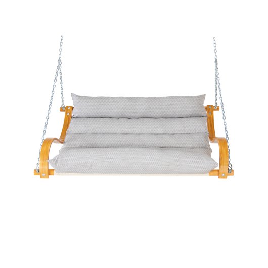 Curved Oak Double Deluxe Bella Dura Cushion Swing - Festoon Pewter