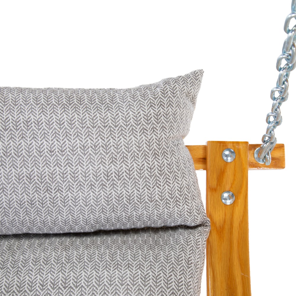 Curved Oak Double Deluxe Bella Dura Cushion Swing - Festoon Pewter