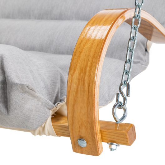 Curved Oak Double Deluxe Sunbrella Cushion Swing - Canvas Granite