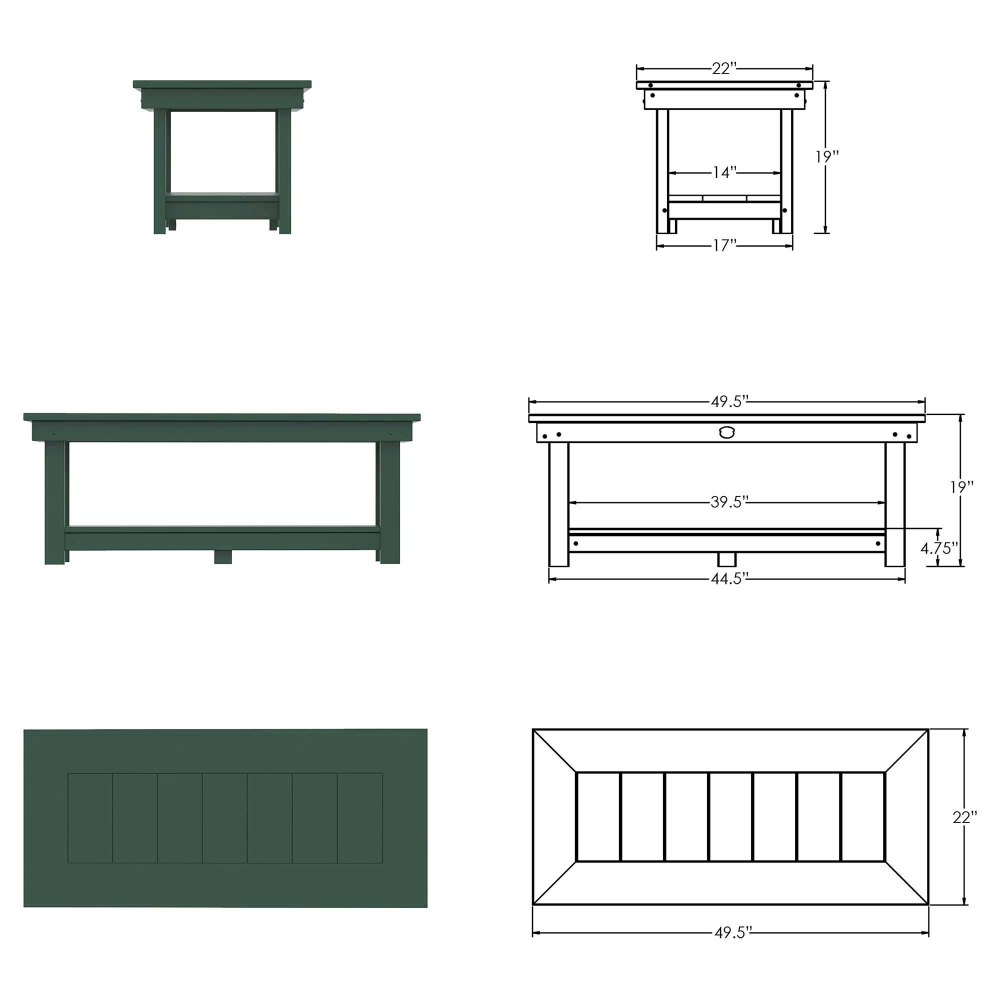 DURAWOOD® Poly Comfort Coffee Table with Shelf