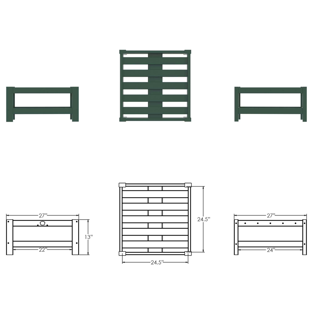 DURAWOOD® Poly Comfort Ottoman - Coastal Fog Palette