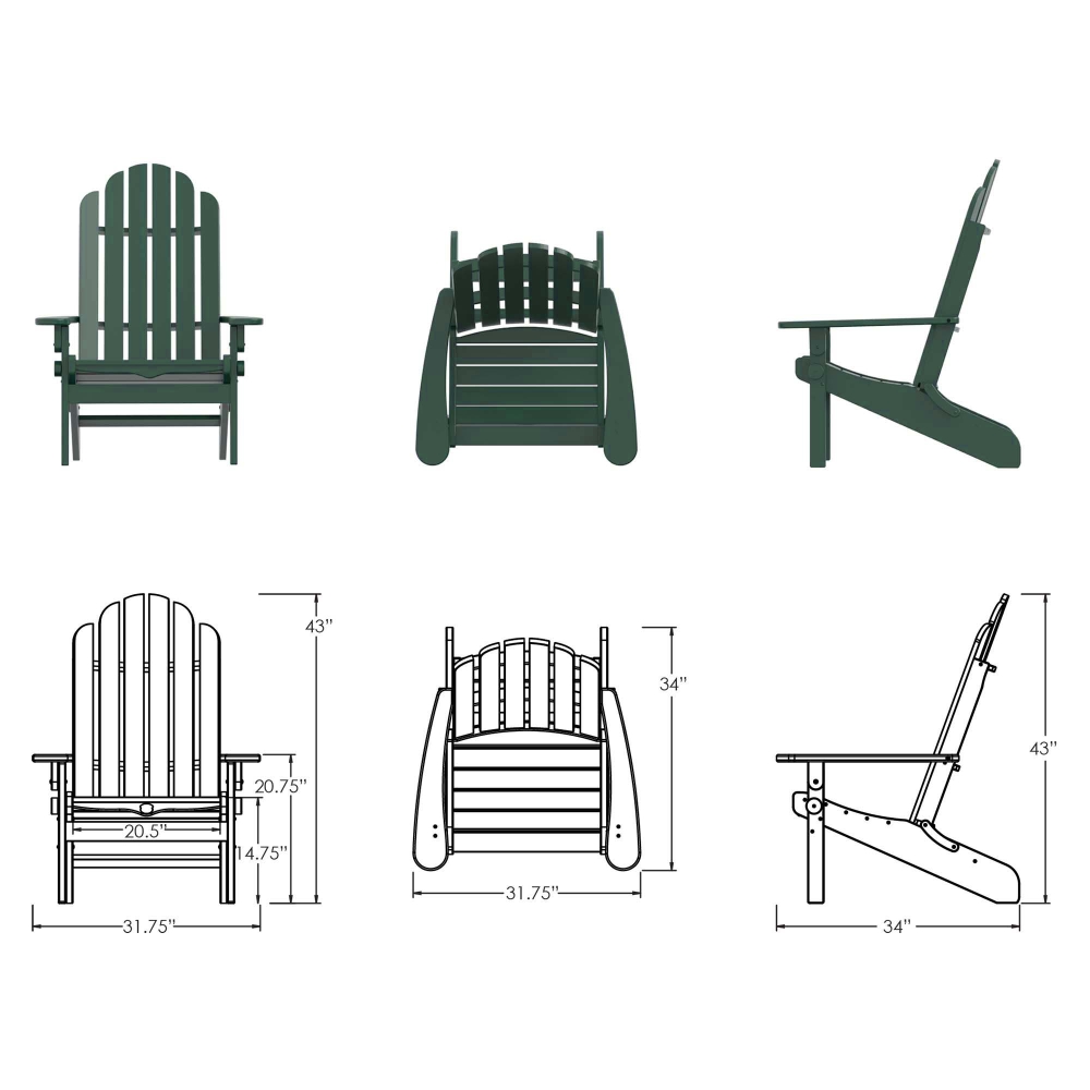 DURAWOOD® Poly Essentials Folding Adirondack Chair