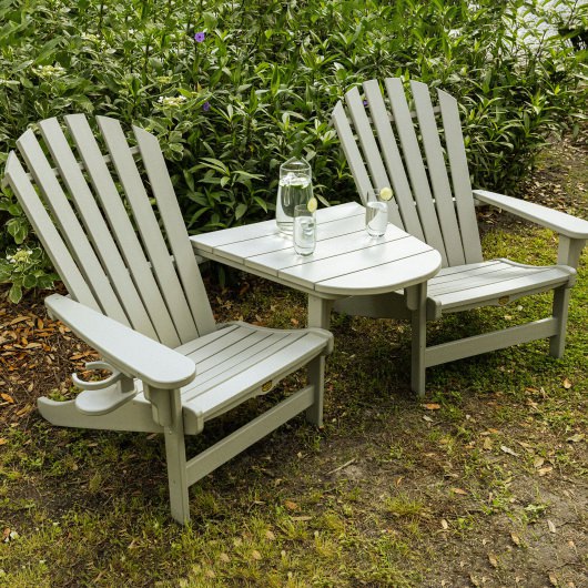 DURAWOOD® Poly 3 Piece Crescent Adirondack Chair and Tete-A-Tete Set