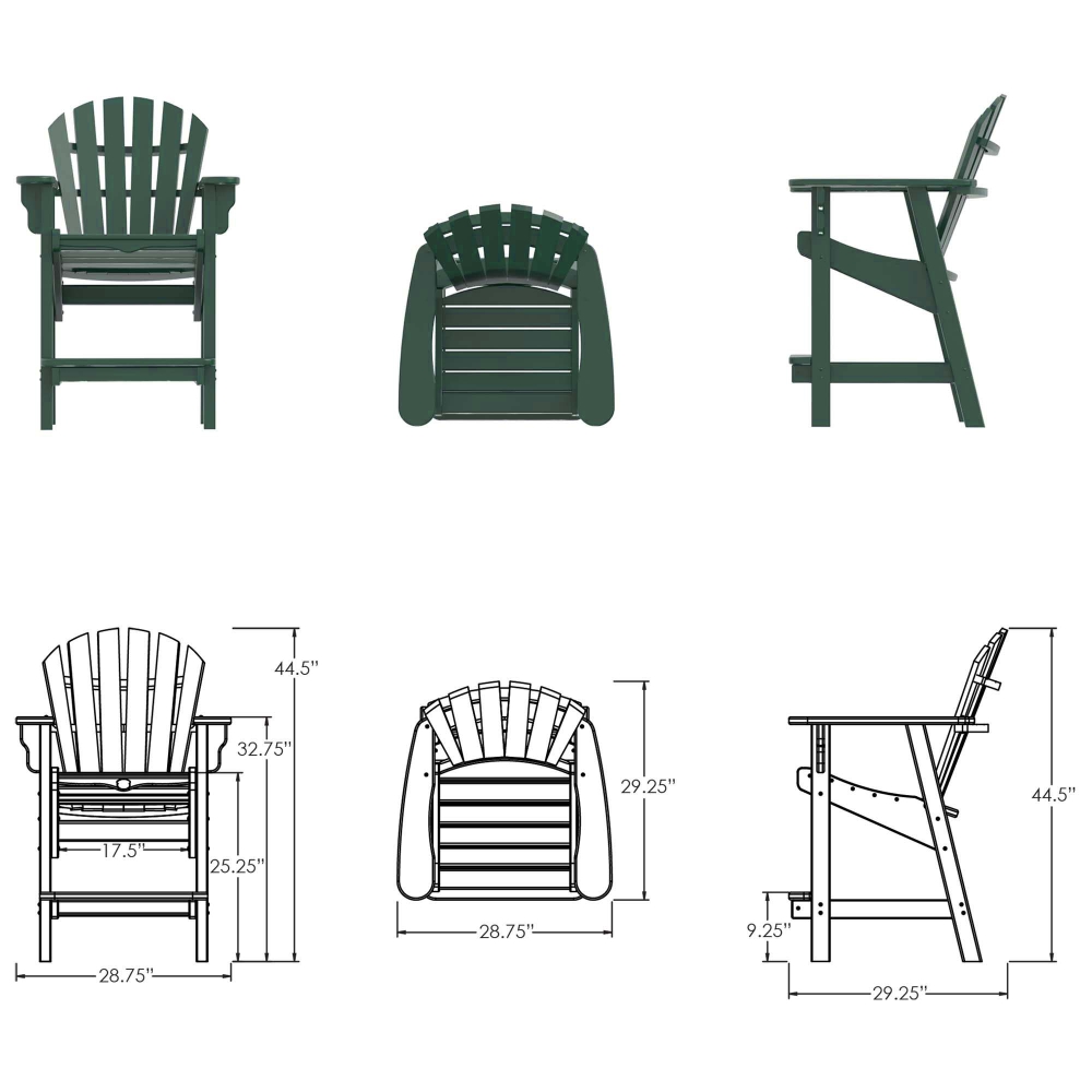 DURAWOOD® Poly Crescent Counter Height Chair