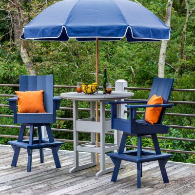 DURAWOOD® Poly 3 Piece Refined Bar Height Swivel Chair Set