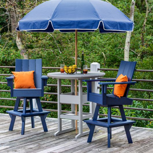 DURAWOOD® Poly 3 Piece Refined Bar Height Swivel Chair Set