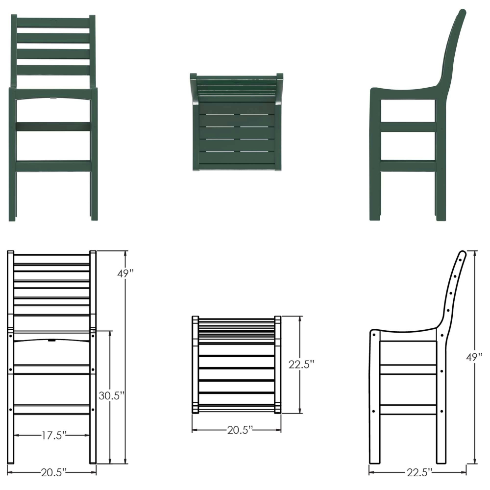 DURAWOOD® Poly Horizontal Bar Height Chair