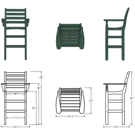 DURAWOOD® Poly Horizontal Bar Height Chair with Arms