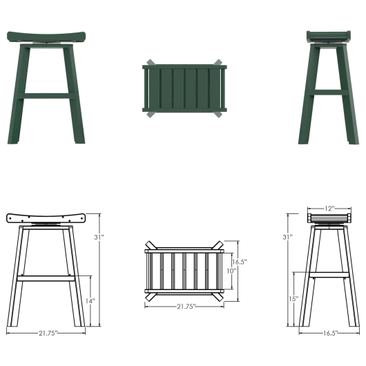 DURAWOOD® Poly Bar Height Swivel Saddle Stool