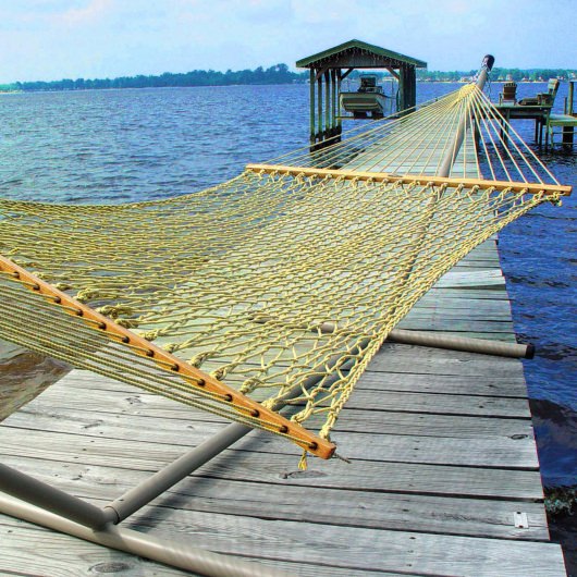 Deluxe DURACORD® Rope Hammock with TRI-BEAM® Steel Hammock Stand and Optional Long Plush Hammock Pillow
