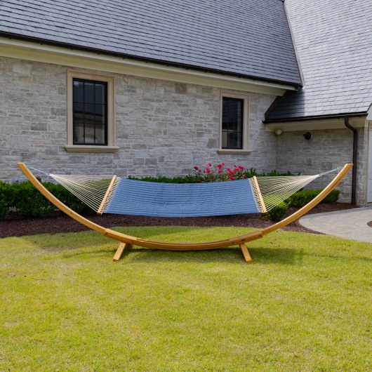 Large Quilted Hammock with ROMAN ARC® 4-ply Cypress Wood Hammock Stand