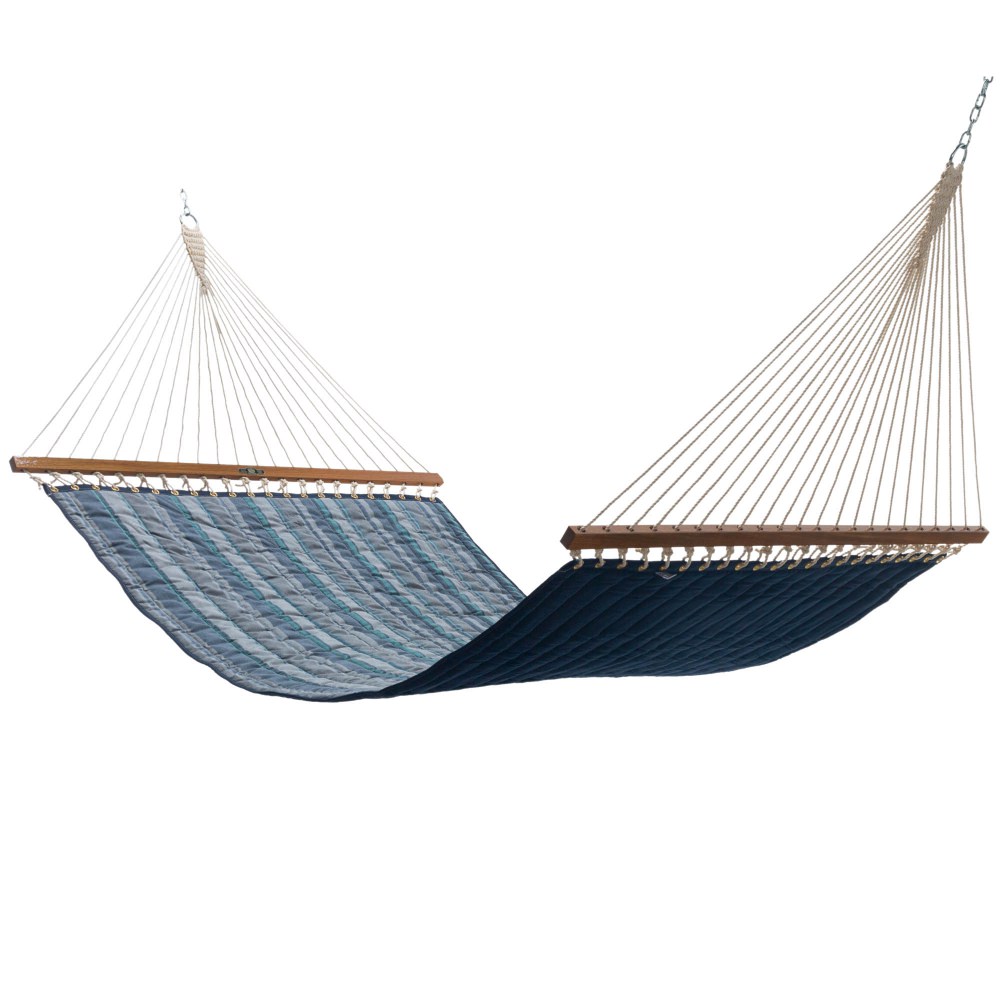 Large Quilted Sunbrella Hammock with Metal Stand and Optional Pillow
