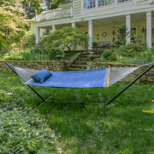 Large Soft Weave Hammock with TRI-BEAM® Steel Hammock Stand with Soft Weave Pillow