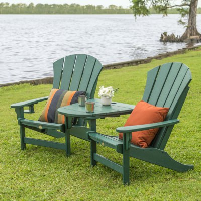DURAWOOD® Poly 3 Piece Sunrise Adirondack Chair and Tete-A-Tete Set