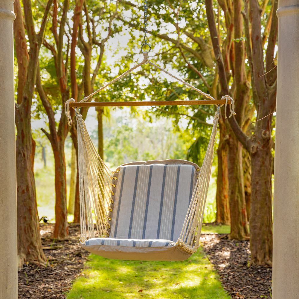 Sunbrella Cushioned Single Swing - Cove Pebble