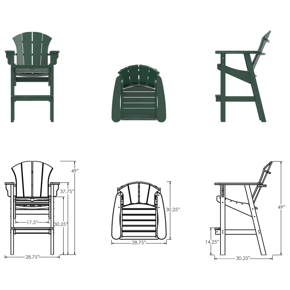 DURAWOOD® Poly Sunrise Bar Height Chair