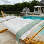 Large Sunbrella Tufted Hammock with Detachable Pillow - Clock Out Cloud