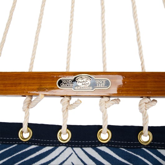 Large Sunbrella Tufted Hammock with Detachable Pillow - Clock Out Indigo