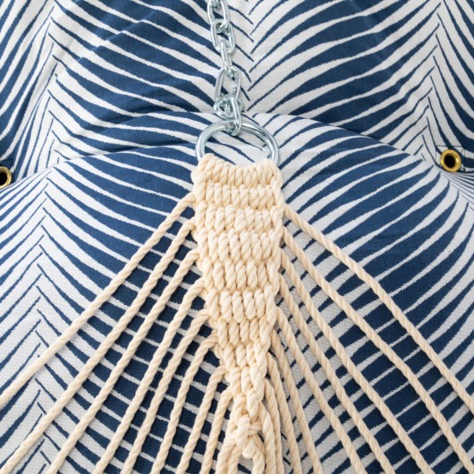 Large Sunbrella Tufted Hammock with Detachable Pillow - Clock Out Indigo