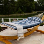 Large Sunbrella Tufted Hammock with Detachable Pillow - Clock Out Indigo