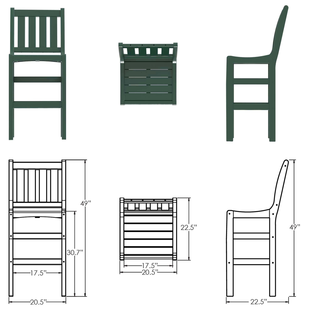 DURAWOOD® Poly Vertical Bar Height Chair