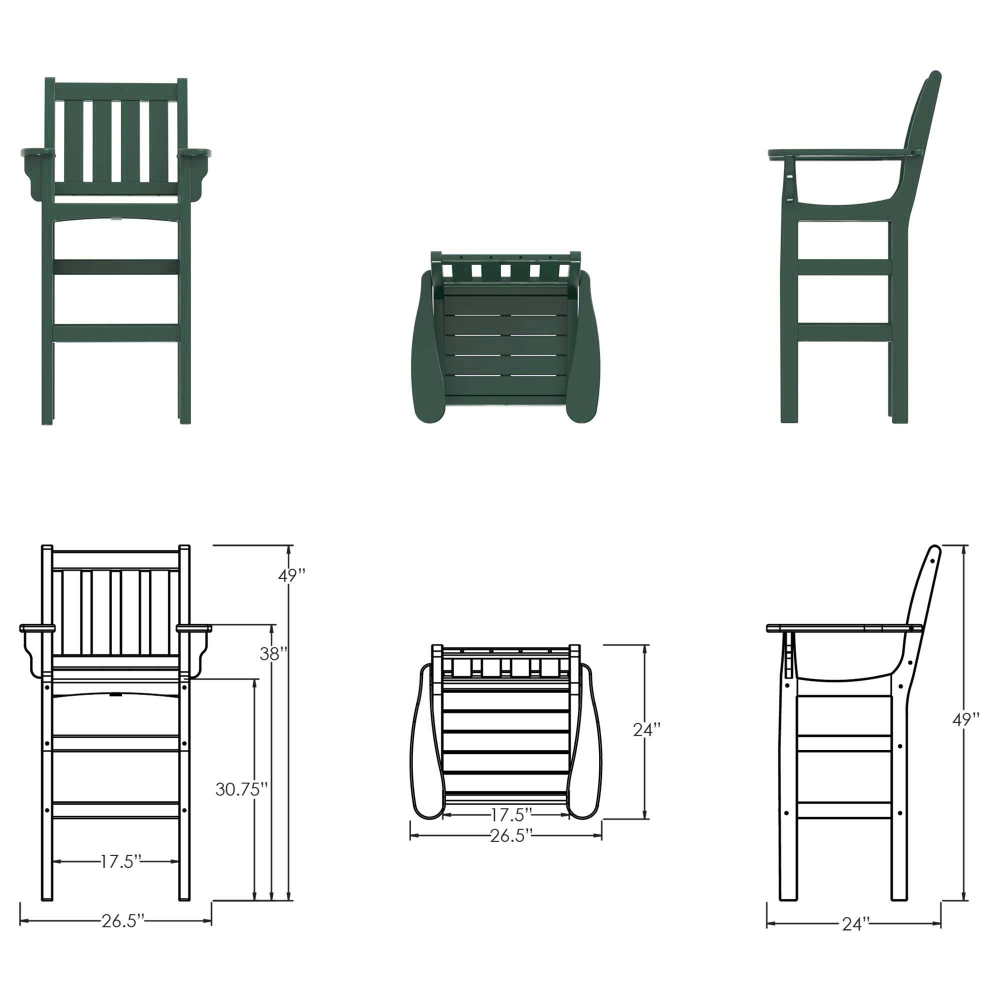 DURAWOOD® Poly Vertical Bar Height Chair with Arms