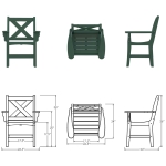 DURAWOOD® Poly Cross Back Dining Chair with Arms